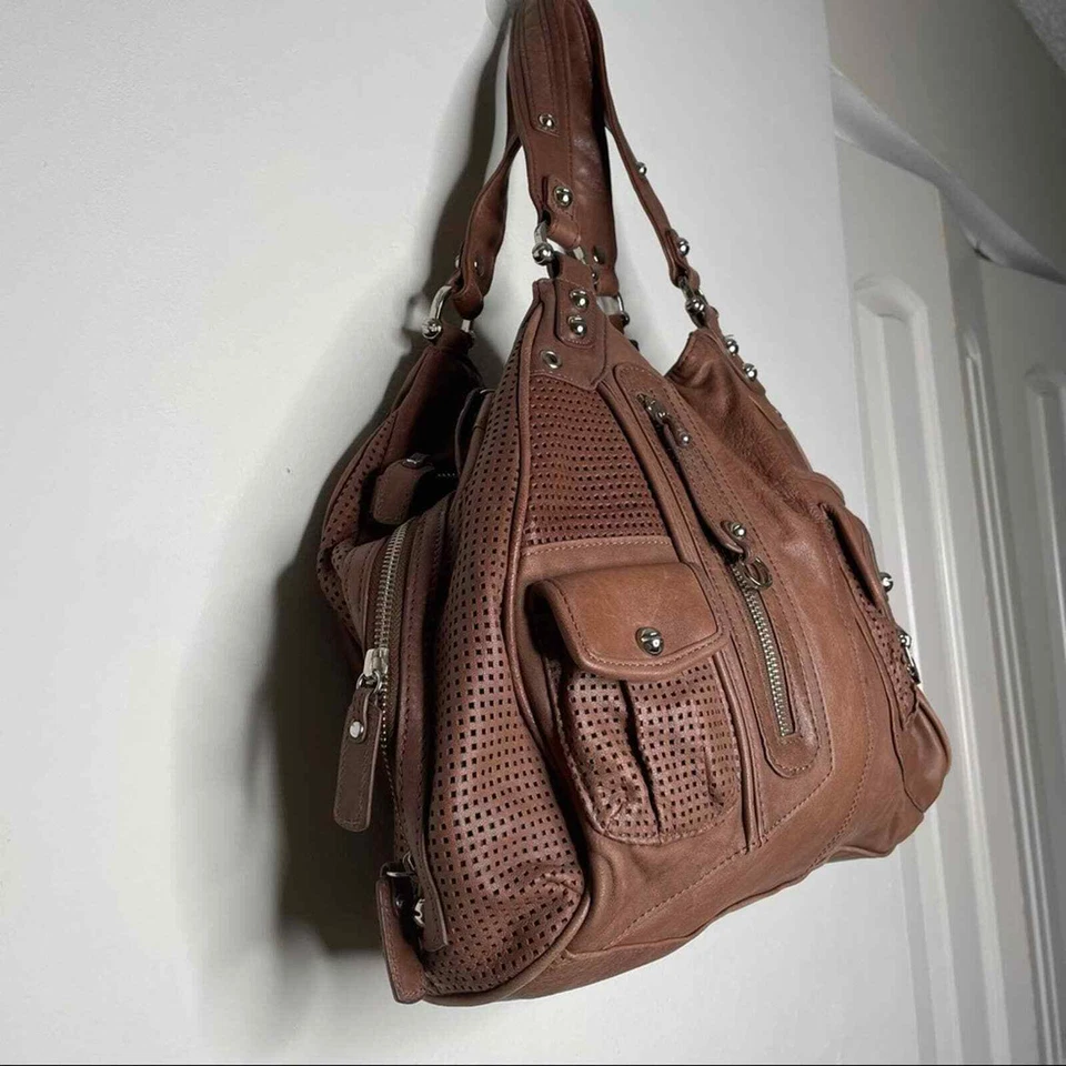 Bolso de Hombro Junior Drake Hobo Cuero Capuccino Marrón Cristal Foto 4 de 4