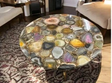 15" Elegant Natural Agate Gemstone Modern Handmade Arts Coffee & End Table Top