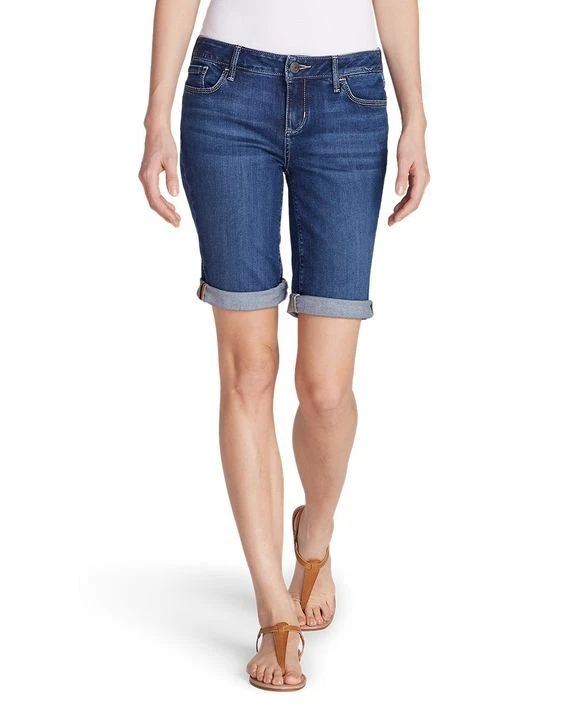 Eddie Bauer Bermuda Shorts Denim Elysian Washed Navy - Women Petite Size 4 