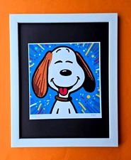 AIDAN FLUX | Hand Signed Original Print Framed LtdED of 69 COA SNOOPY IS HAPPY