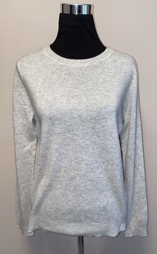 NWT TAHARI 100% Cashmere Crew Neck Pullover Gray Sweater sz L - Picture 3 of 9
