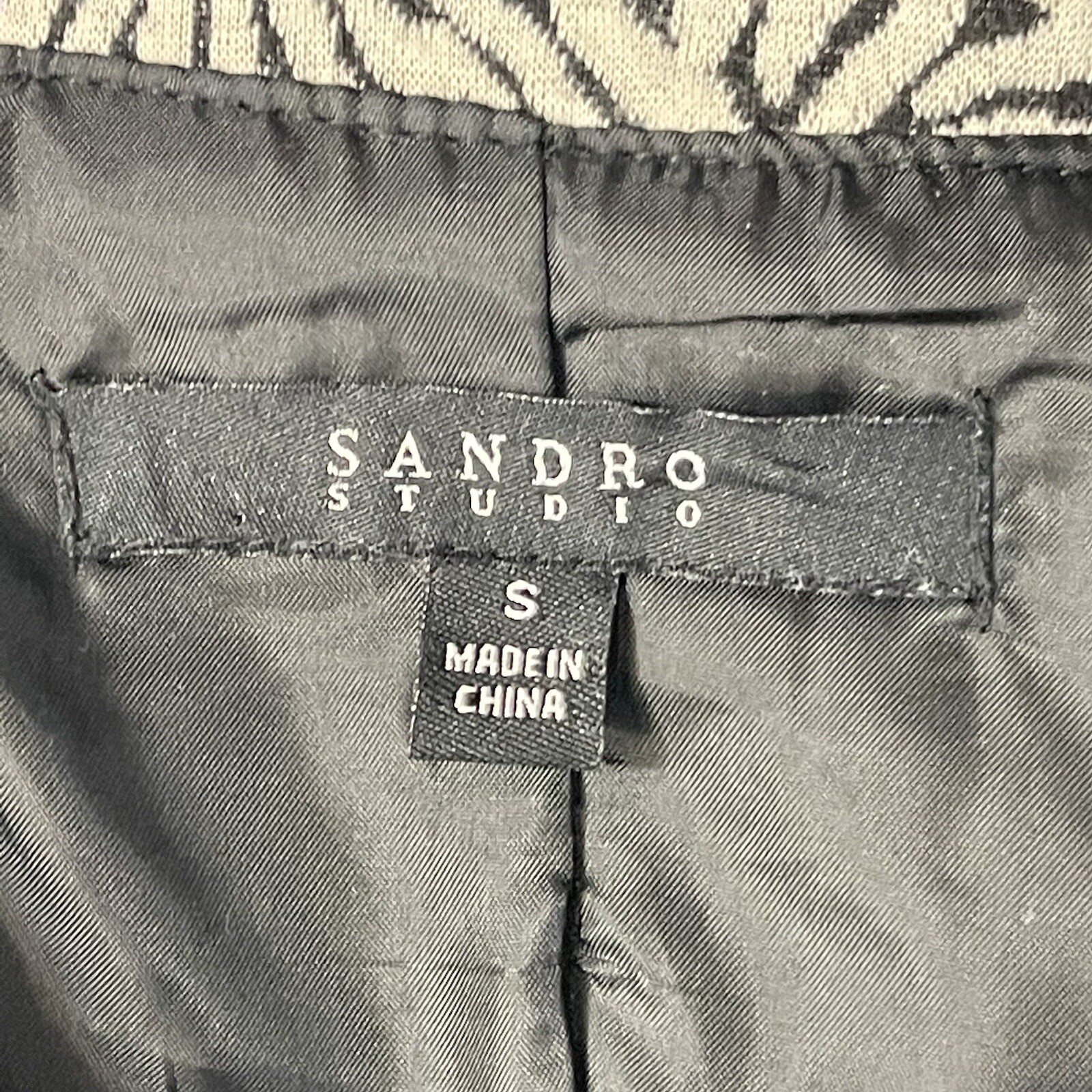 Sandro Studio Small Jacket Snaps Abstract Belted … - image 5