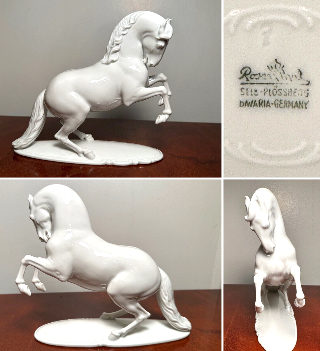 Vtg ROSENTHAL #774 White Porcelain Bucking Horse Sculpture