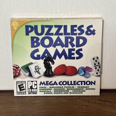Puzzles & Board Games Mega Collection, PC Game, 2017, New with Slip-Cover