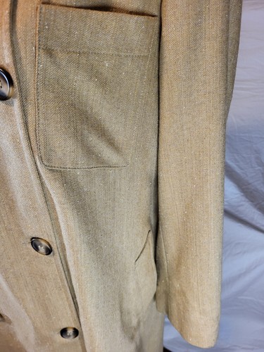 J Peterman Co. Mustard Yellow Size 12 Wool Silk Long Button Jacket - Picture 3 of 10