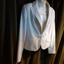 APOSTROPHE Cream White Lined Jacket Blazer Wedding Holiday Christmas Formal 12