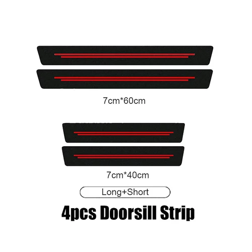 4x Carbon Fiber Leather Car Door Plate Sill Scuff Cover Sticker Protector Red - Bild 2 von 10