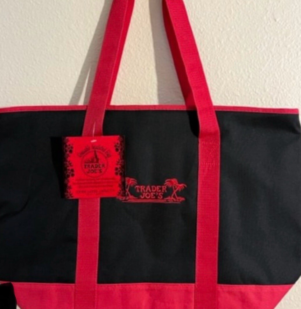 Trader Joe's Black Red Insulated Large Cooler Tote Reusable