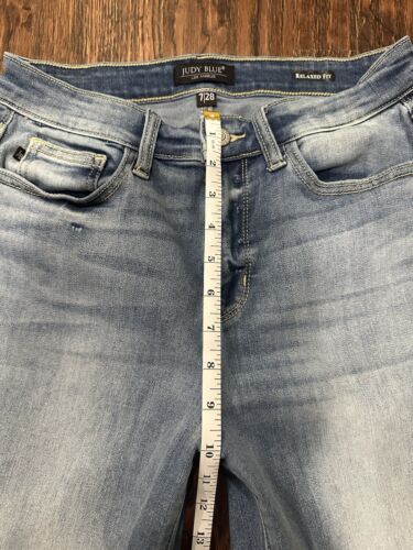 Denim Judy blu vita alta leggero lavaggio candeggina vestibilità rilassata 82336 taglia 7/28 usato in ottime condizioni - Foto 3 di 5