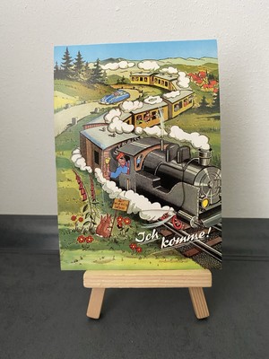 Vintage Postcard I'm Coming, Greetings from Bad Holzhausen, Multiview, Folding Card
