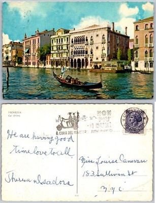 Gondola Grand Canal Ca dOro Venice Italy Postcard