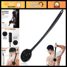 17in Silicone Back Scrubber - Long Handle Exfoliating Shower Brush, Double-Sided