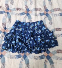 Kids Abercrombie Mini Skirt Blue Floral Cute Ruffle Cotton Flirty Size XL