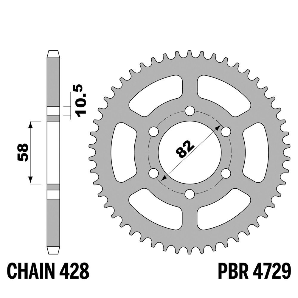 Couronne arrière PBR en acier 43 dents pas 428 pour Benelli BN 125 de 2019 à 2024