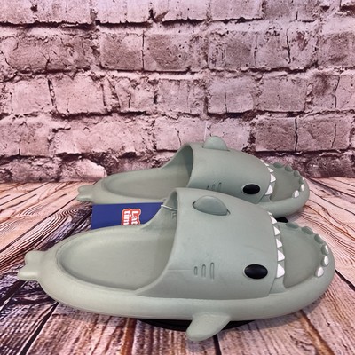 Crayon Friends Seafoam Green Late Time Shark Slides Sandals Size 42-43