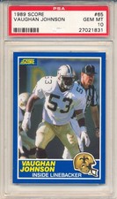 1989 Score Football Vaughan Johnson (Rookie Card) (#65) PSA10 PSA. rookie card picture