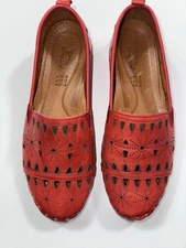 Spring Step Red Women's Leather Fusaro Loafer Eyelet Comfy Slip-On Shoe US 7.5