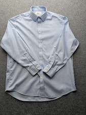 Charles Tyrwhitt Men's Blue Dress Shirt Non-iron Classic Long Sleeve 17.5/35