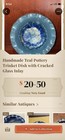 Handmade Teal Pottery Trinket Dish w/ Crackle Glass Inlay, Round — photo 4