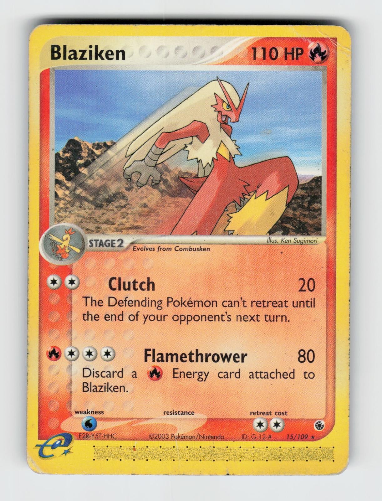 Blaziken 15/109 Rare Ruby & Sapphire Pokemon 2003 MP Sugimori