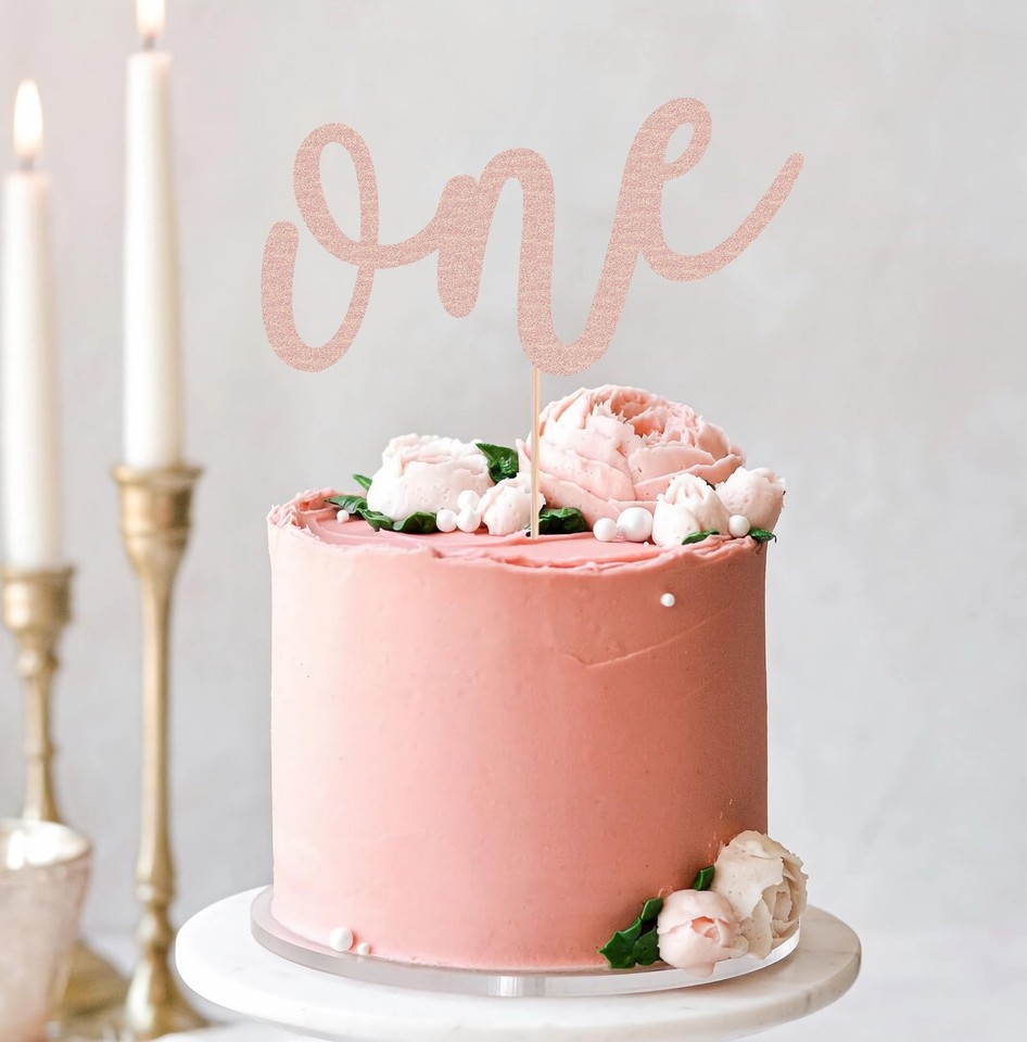 Rose Gold Glitter One Cake Topper First Birthday Cake Decorating ...