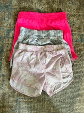 3 Set of Girls Athletic Shorts Size 7/8 Mixed Pink Gray Camouflage Pattern