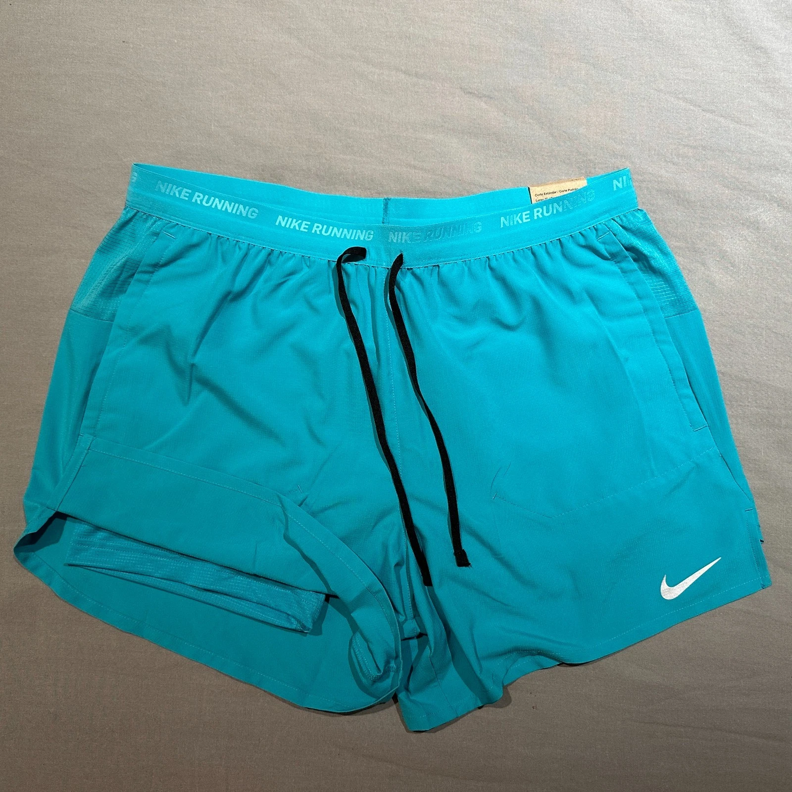 Nike Stride DriFit Mens 5" 2-in-1 Running Shorts Pockets Dusty Cactus Teal Large