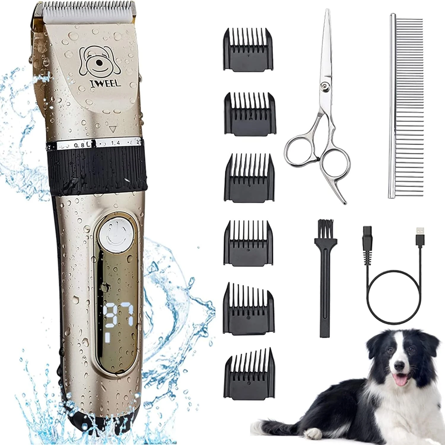 Dog Clippers, 2-Speed Professional Rechargeable Cordless Cat Shaver and Low Nois