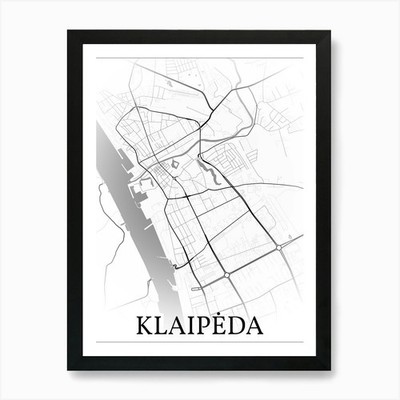 Klaipėda, Litauen, Stadtplan, schwarz gerahmtes Wandbild Poster Leinwanddruck Bild