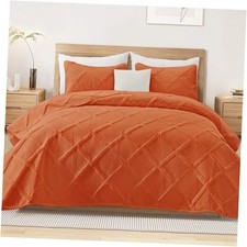 Twin Size Quilt Set - Burnt Orange Quilts Bedding Set with 2 Pillow Shams,