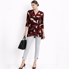 NWT IC by Connie K Pearl Bow Detail Pull On Ankle Pants Light Gray Sz S