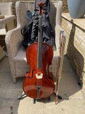 VINTAGE /ANTIQUE 1/2 Size CELLO-INCLUDING BOW & GIG BAG IN GOOD CONDITION.