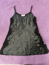 Oscar de la Renta Satin & Lace Nightgown Chemise Slip black Small Saks Fifth Ave