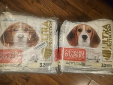 56 TOTAL - 2 OPEN PACKS Paw Inspired Dog Diapers Disposable Medium M Female