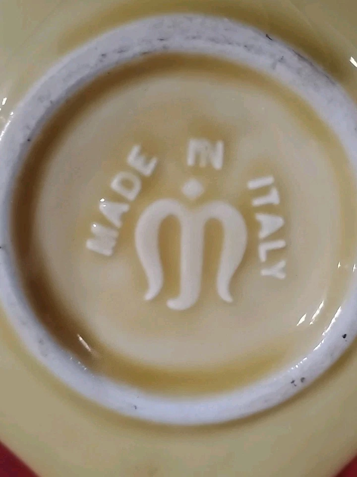 Reposacuchara estufa de gres floral amarillo mostaza hecho en Italia Foto 4 de 4