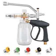Foam Cannon Pressure Washer Gun Kit 4000 PSI Double Tip Attachment, Dual-Connect