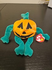 1998 Original Ty Beanie Baby Pumkin the Pumpkin, Plush Stuffed Animal Toy W Tag
