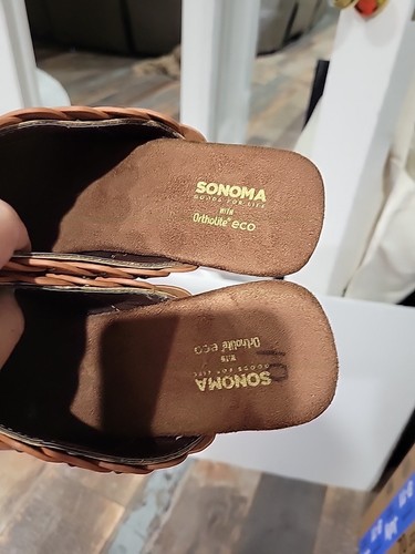 Womens Sz 10 Sonoma Ortholite ECO Braided Mule Clog Heeled Brown Woven NWOB - Picture 8 of 11