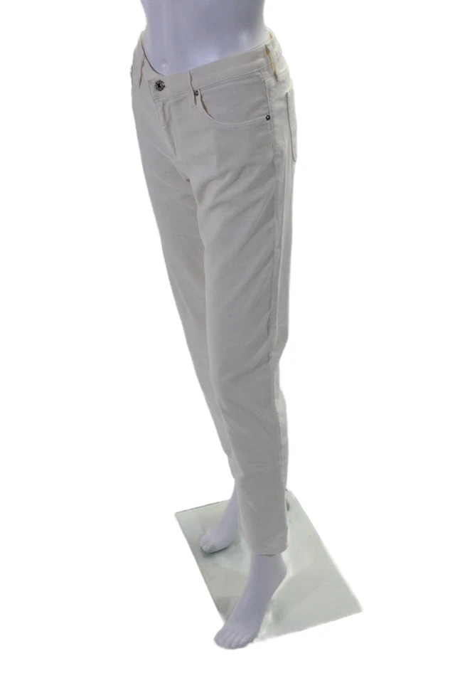 AG Adriano Goldschmied женщин хлопок вельвет узкие брюки кремовый размер 29R - Изображение 2 из 4