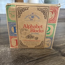 Vintage Uncle Goose 27 Embossed  Alphabet Wood Blocks Made USA Folk Art NEW