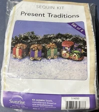 Herrschners Sunrise Sequin Kit Christmas Ornament Present Traditions ***RARE***