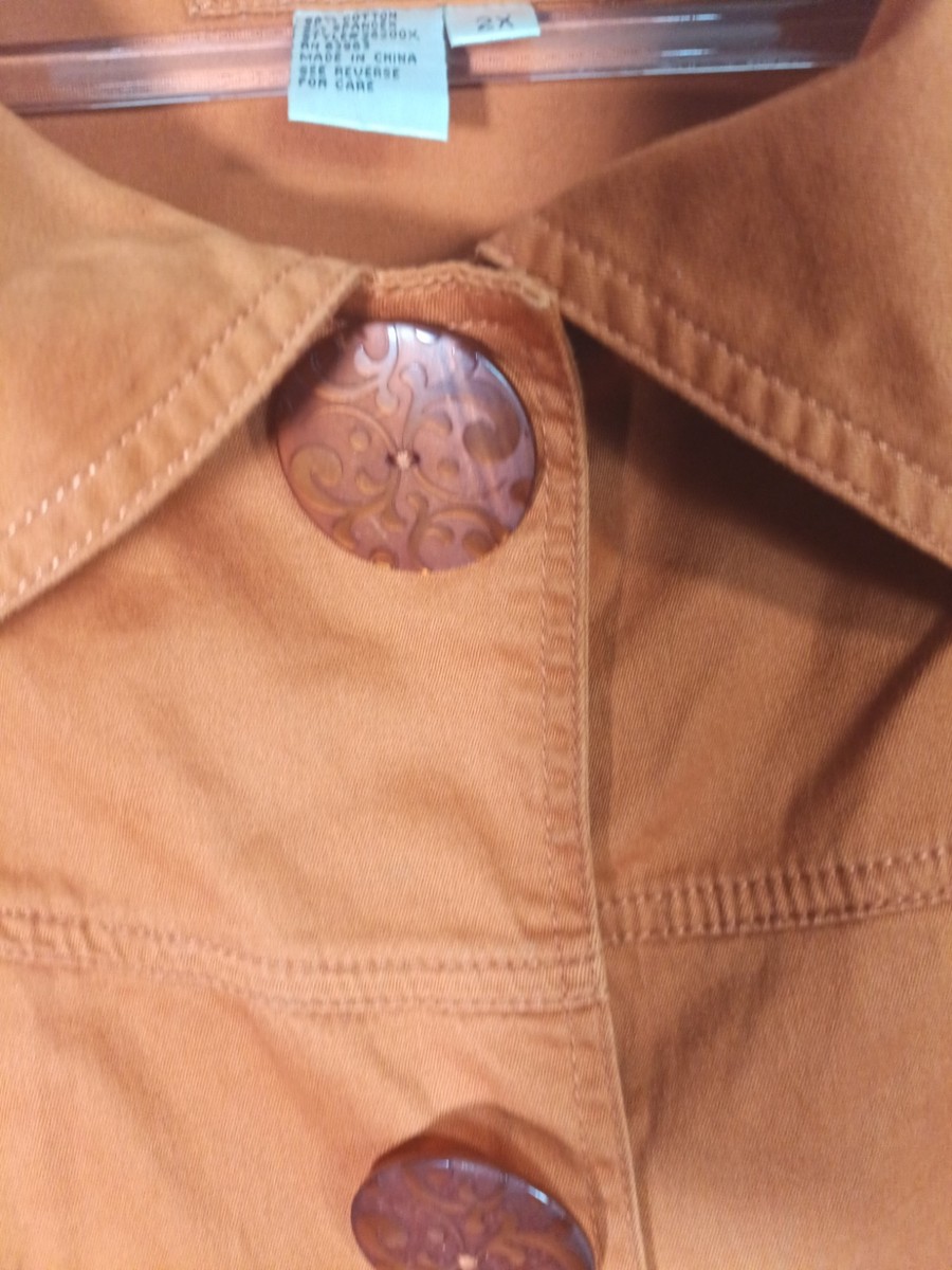 Live A Little Coat Jacket Women's Size XL Rusty Collared Short Sleeves View 6