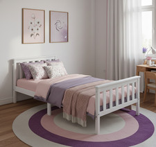 White Pine Wood Single Bedframe UK Single 3ft for Teens or Children