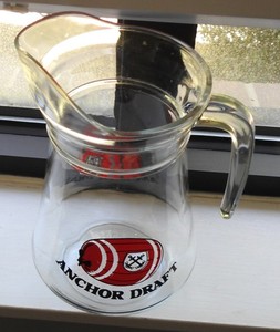 Rare/Vintage ANCHOR DRAFT BEER Clear Glass Pour pitcher 8-1/2"x 5-1/2"