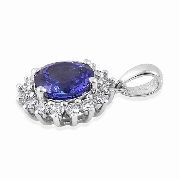  Ceylon Blue sapphire Pendant 14K White Gold Gift For Her Us Uk  - Image 4 of 4