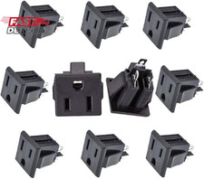 Panel Mount Outlet Power Socket 10Pcs US Plug 3 Pins AC 15A 125V Panel Screw Mou