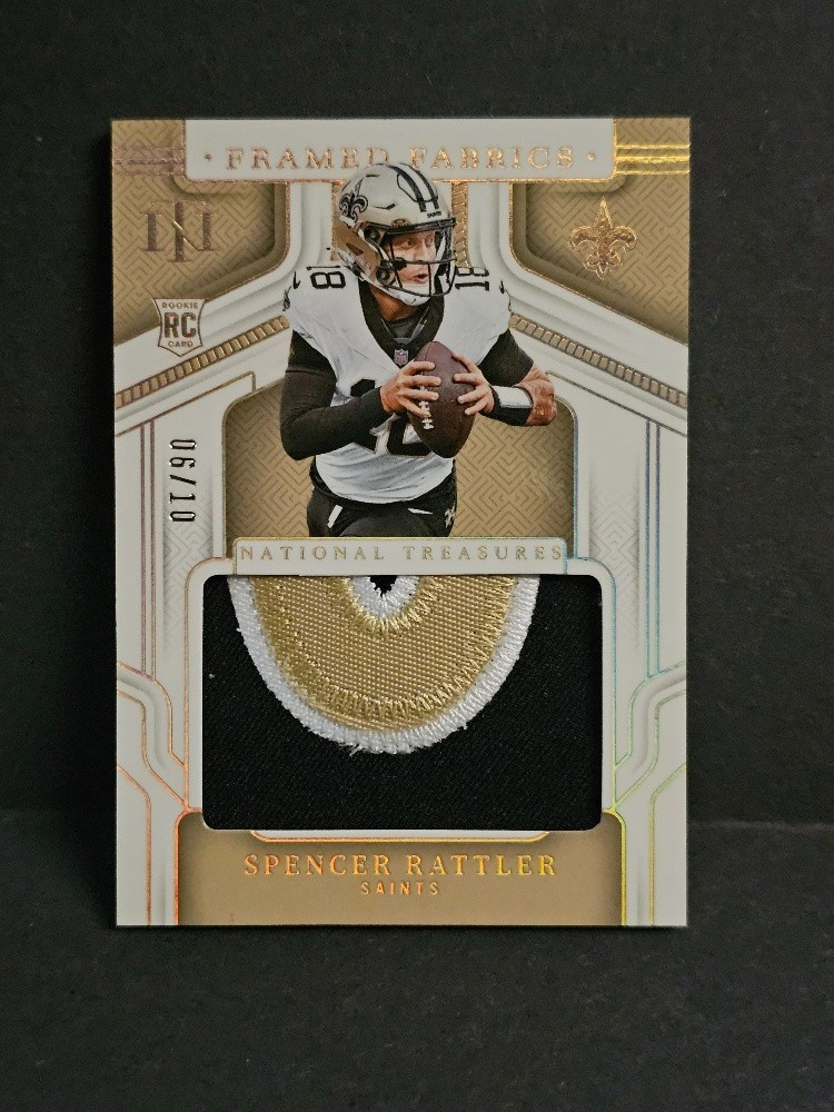 Spencer Rattler Panini National Treasures Framed Fabrics #SPR Holo Gold