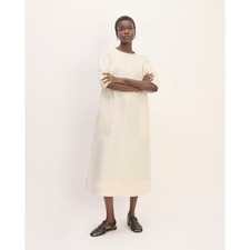 NWT Everlane The Short-Sleeve Puff Midi Dress in Bone size XSriat