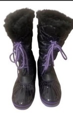 DISNEY DESCENDANTS Girls YOUTH Winter Snow Boots Black Purple Lace Up Sz 5 READ