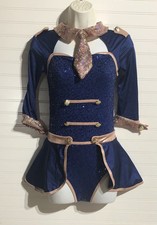 Weissman Military Blue/Gold Sequin Sailor Skirted Dancewear Dress Girl's LC